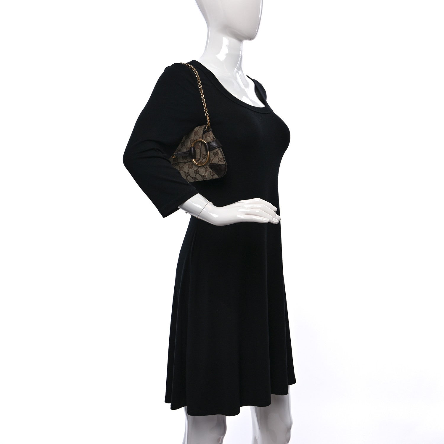 Gucci Monogram Horsebit Clutch Dark Brown 2 of 10