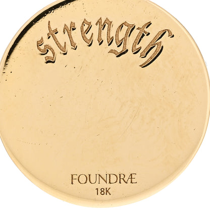 Foundrae 18K Yellow Gold Champleve Enamel Diamond Strength Petite Medallion Pendant Red 4 of 4