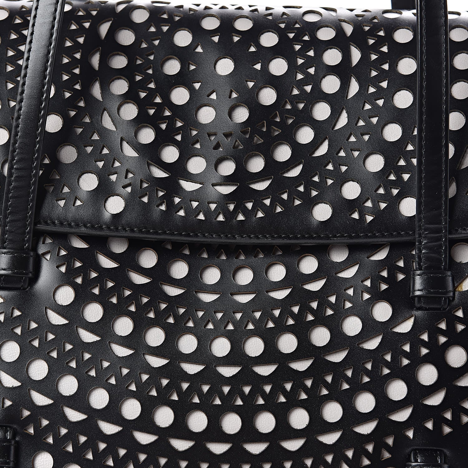 Alaia Calfskin Laser Cut Flap Tote Black 10 of 13