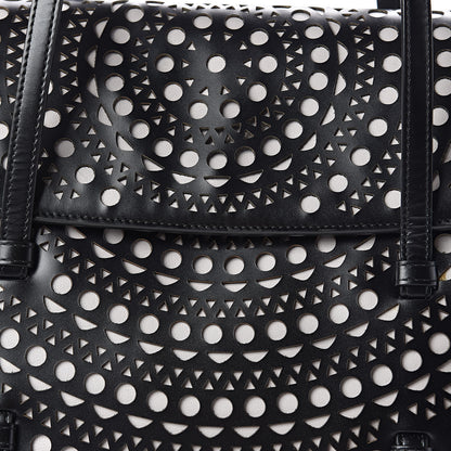 Alaia Calfskin Laser Cut Flap Tote Black 10 of 13