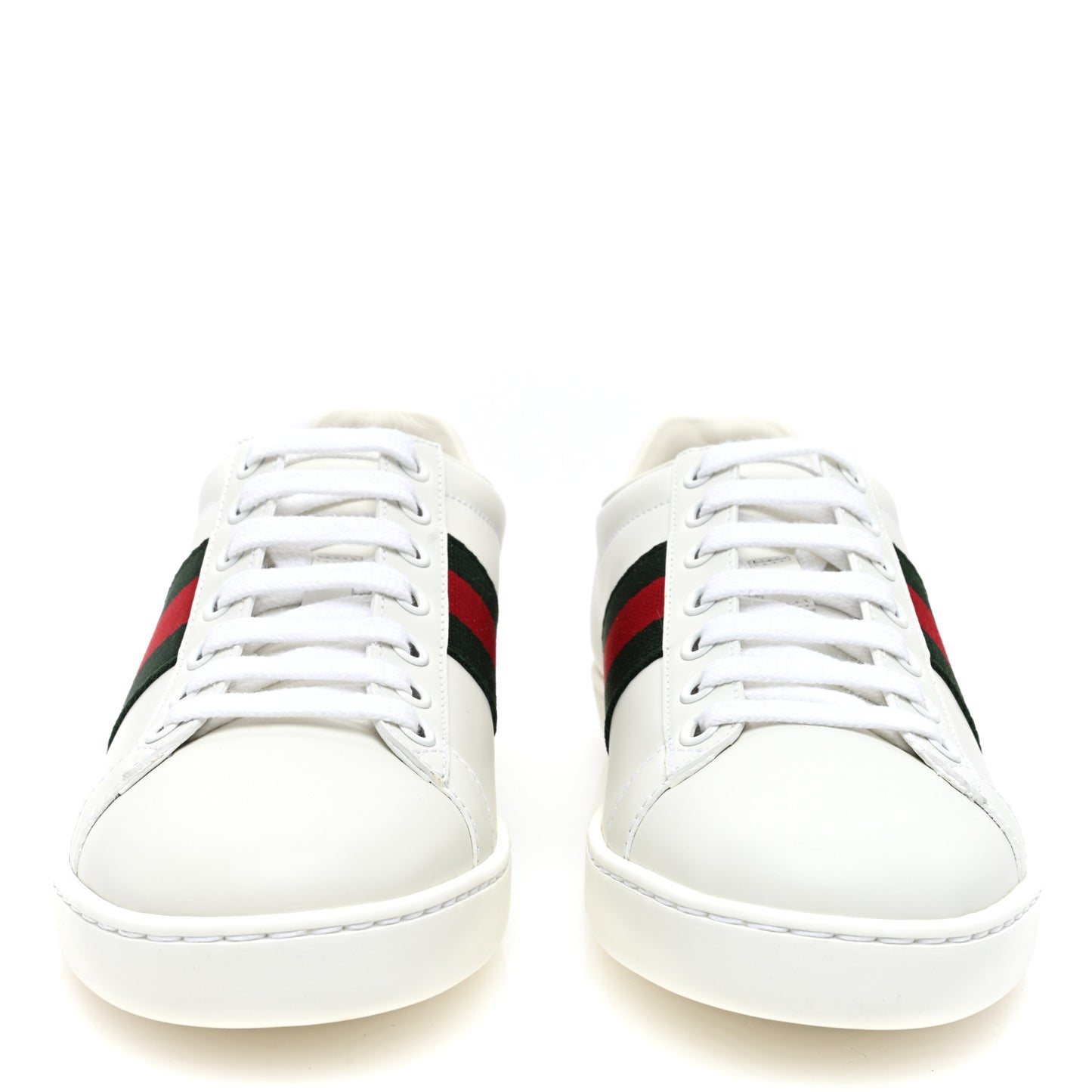 Calfskin Crocodile Web Womens Ace Sneakers 35 White Green