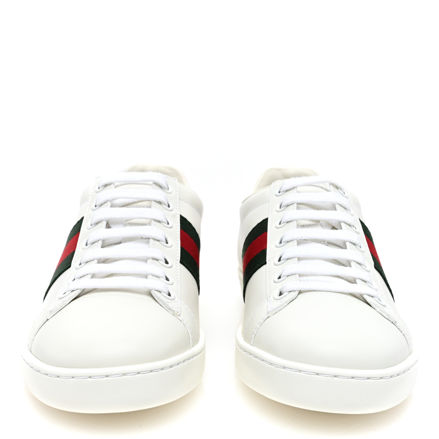 Gucci Calfskin Crocodile Web Womens Ace Sneakers 35 White Green 2 of 9