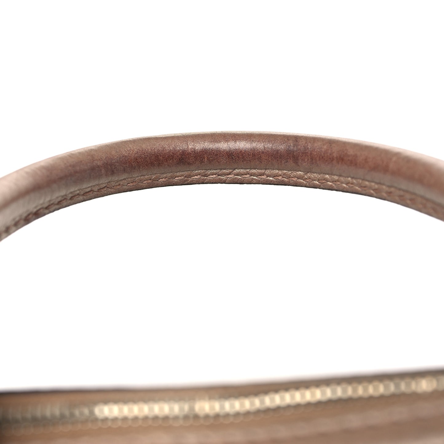 Metallic Calfskin Medium Sukey Top Handle Bag Beige
