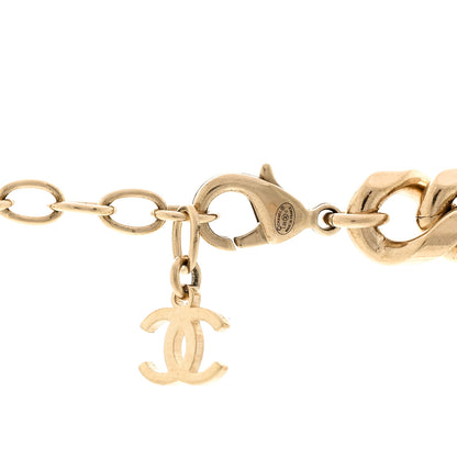 Chanel Metal Crystal Bead Chain Link CC Choker Necklace Gold 4 of 5