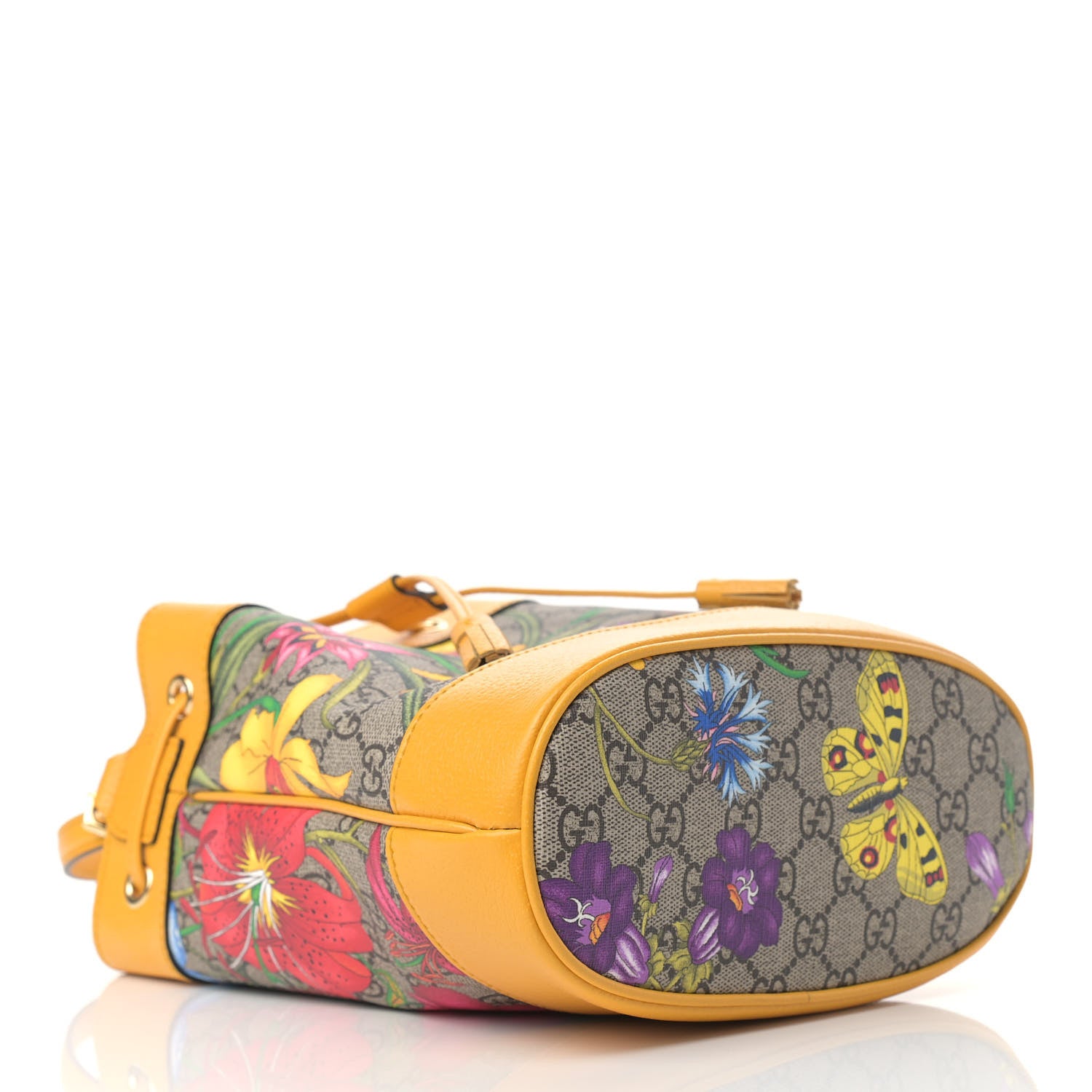 Gucci GG Supreme Monogram Flora Small Ophidia Bucket Bag Beige Multicolor Crop 4 of 9