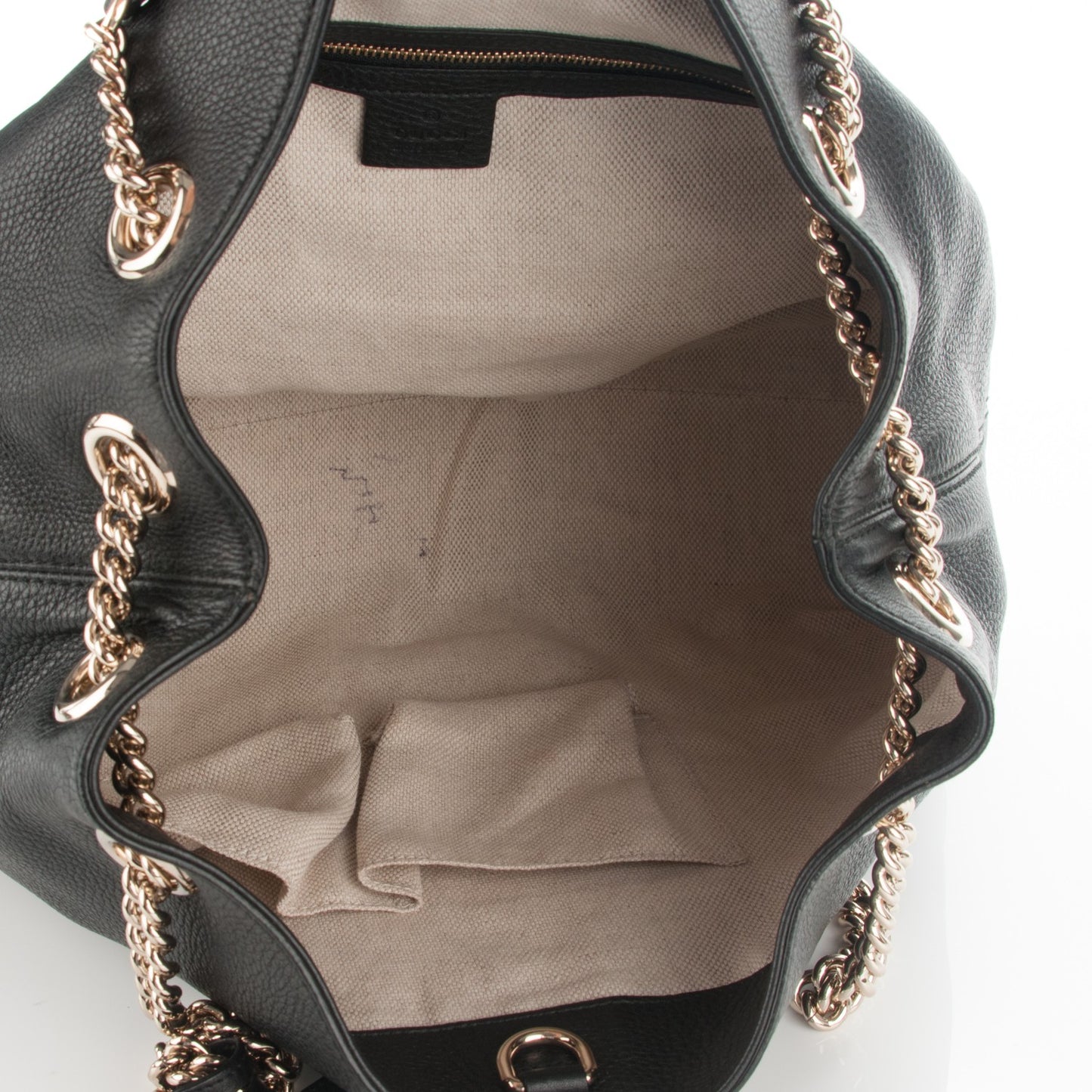 Pebbled Calfskin Medium Soho Chain Shoulder Bag Black