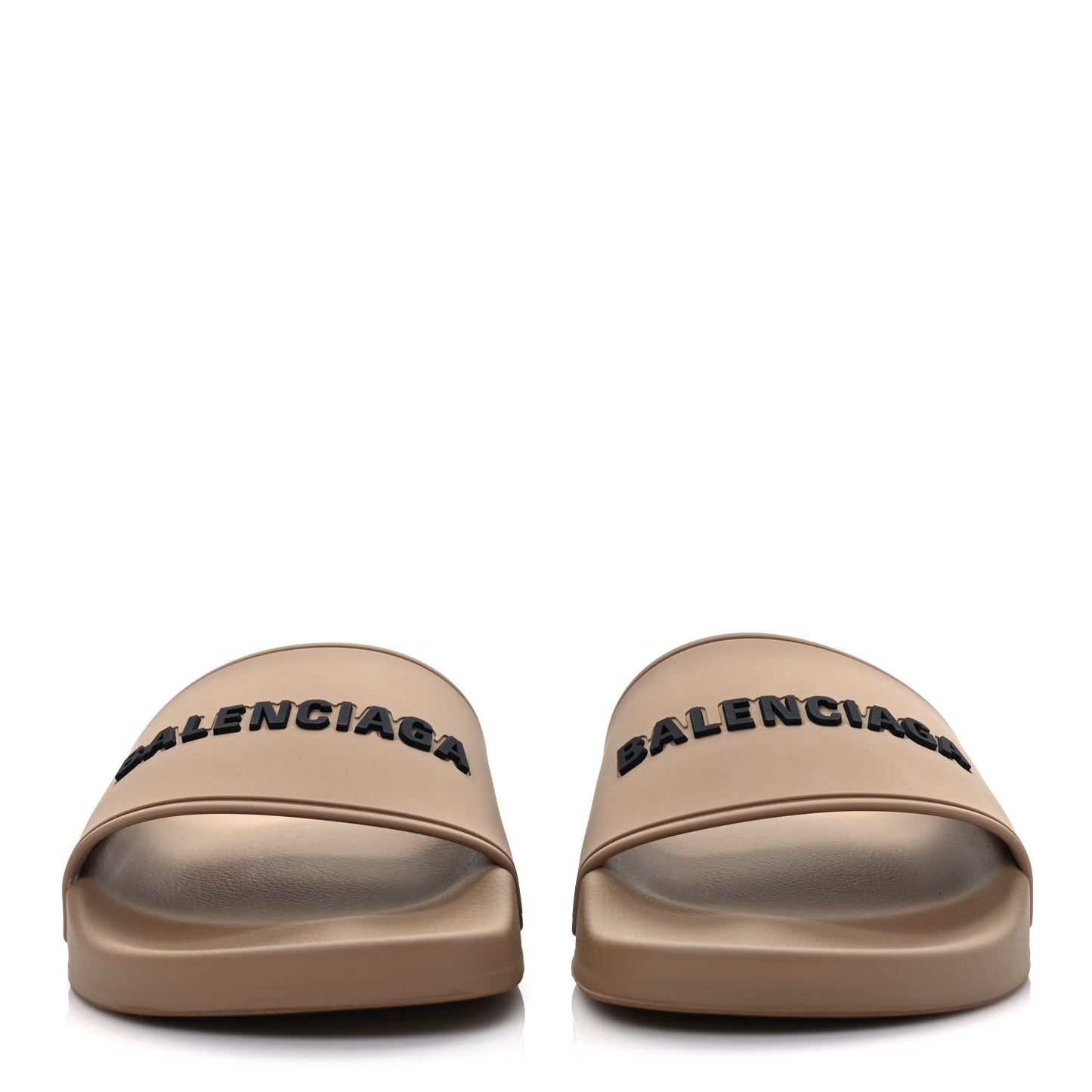 Rubber Logo Pool Slide Sandals 38 Beige Black