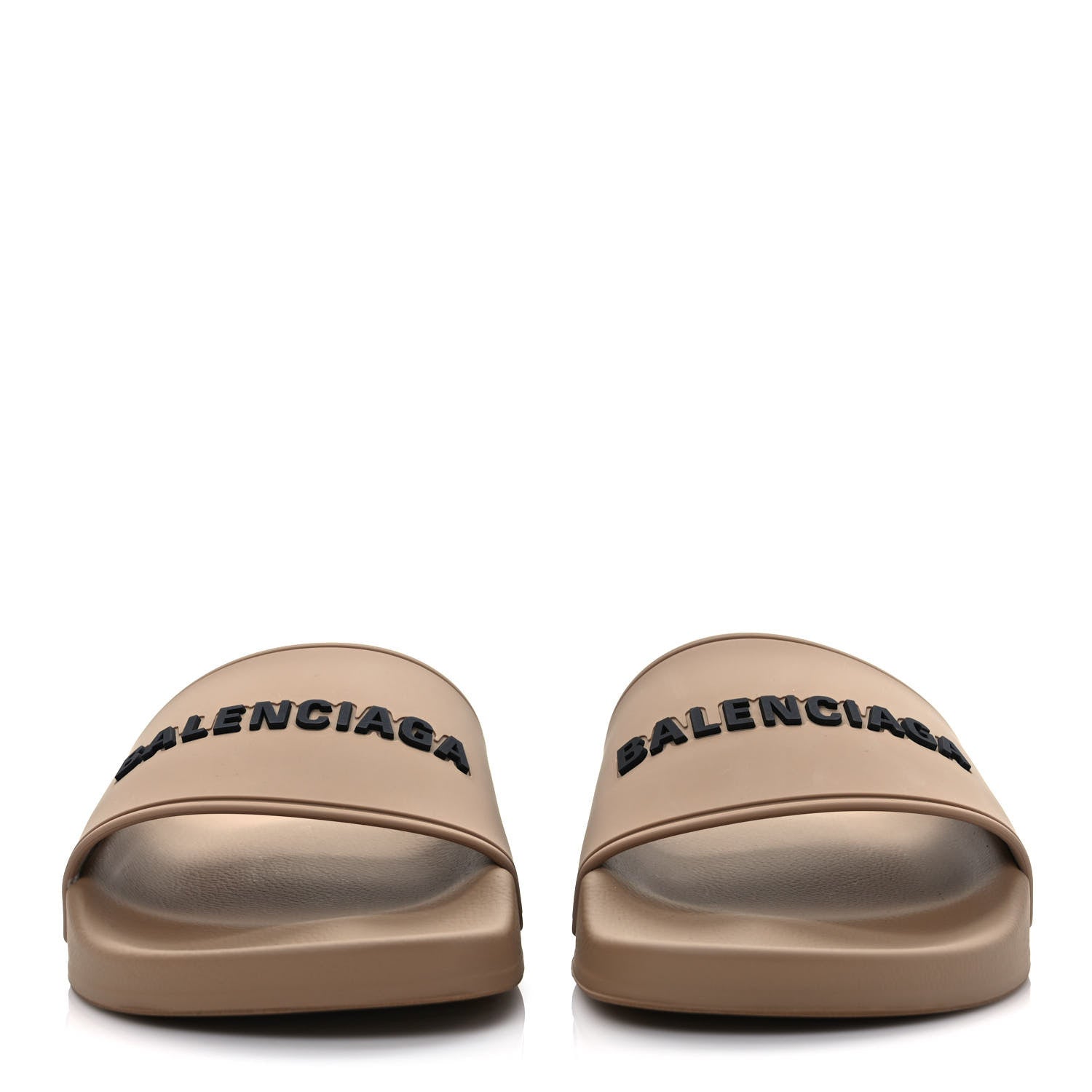 Balenciaga Rubber Logo Pool Slide Sandals 38 Beige Black 2 of 8