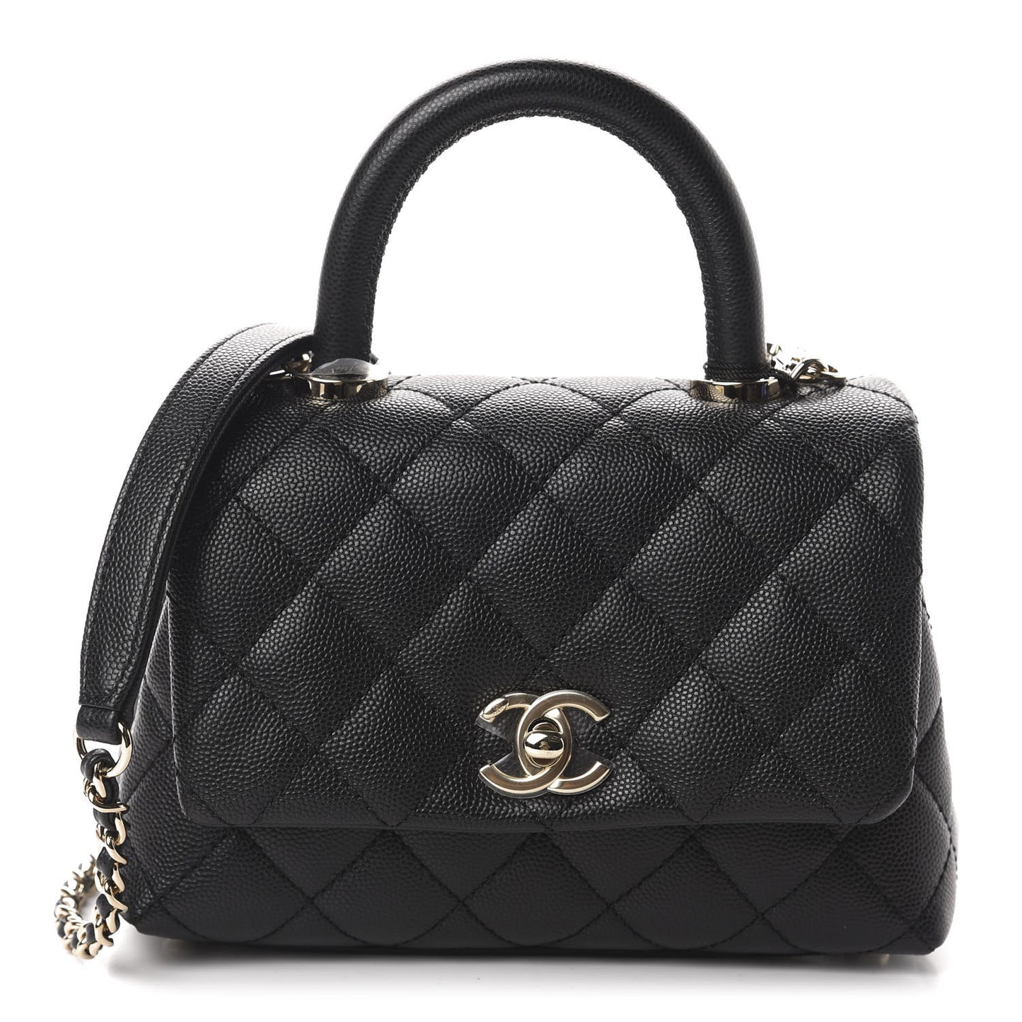 Caviar Quilted Extra Mini Coco Handle Flap Black