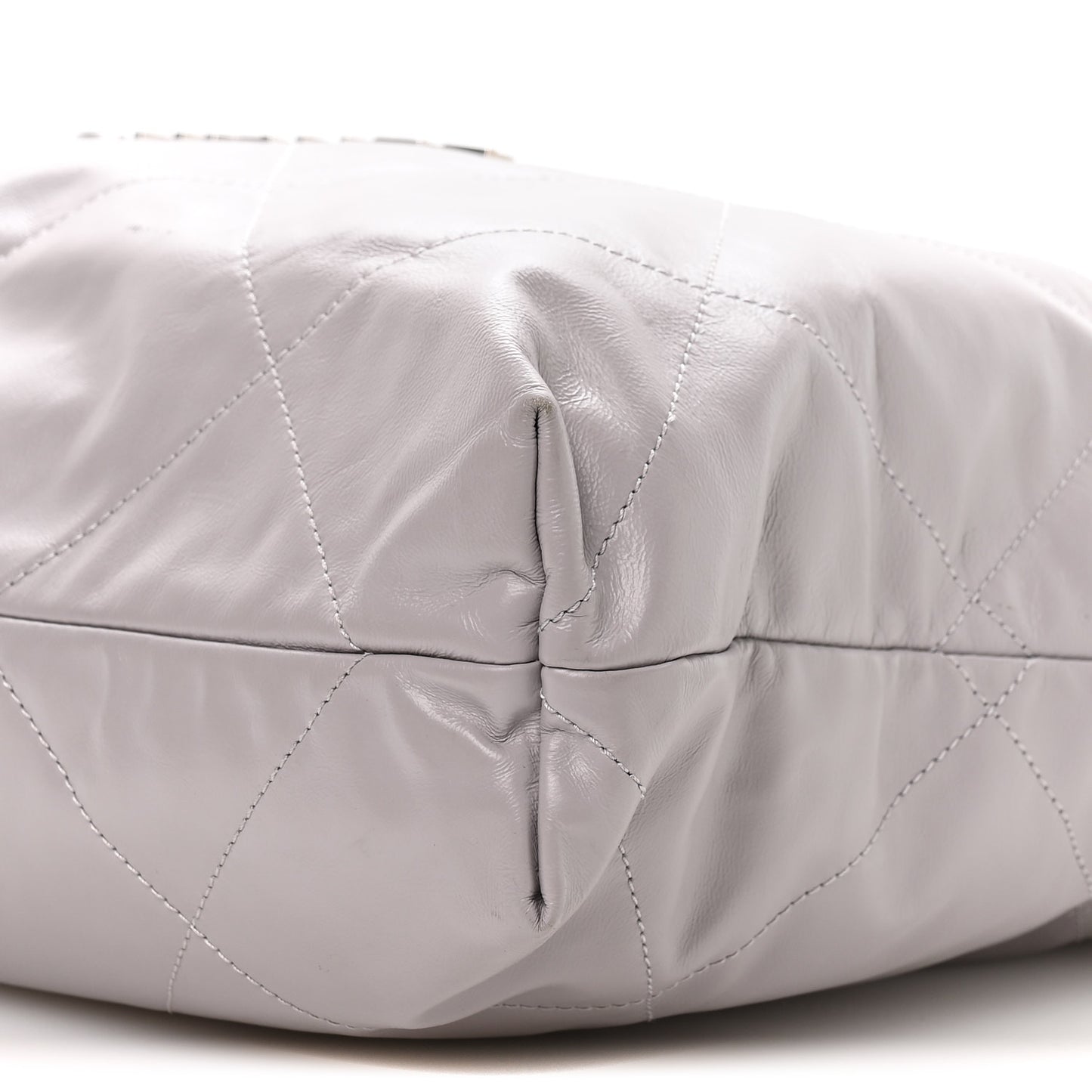 Shiny Calfskin Quilted Chanel 22 Grey