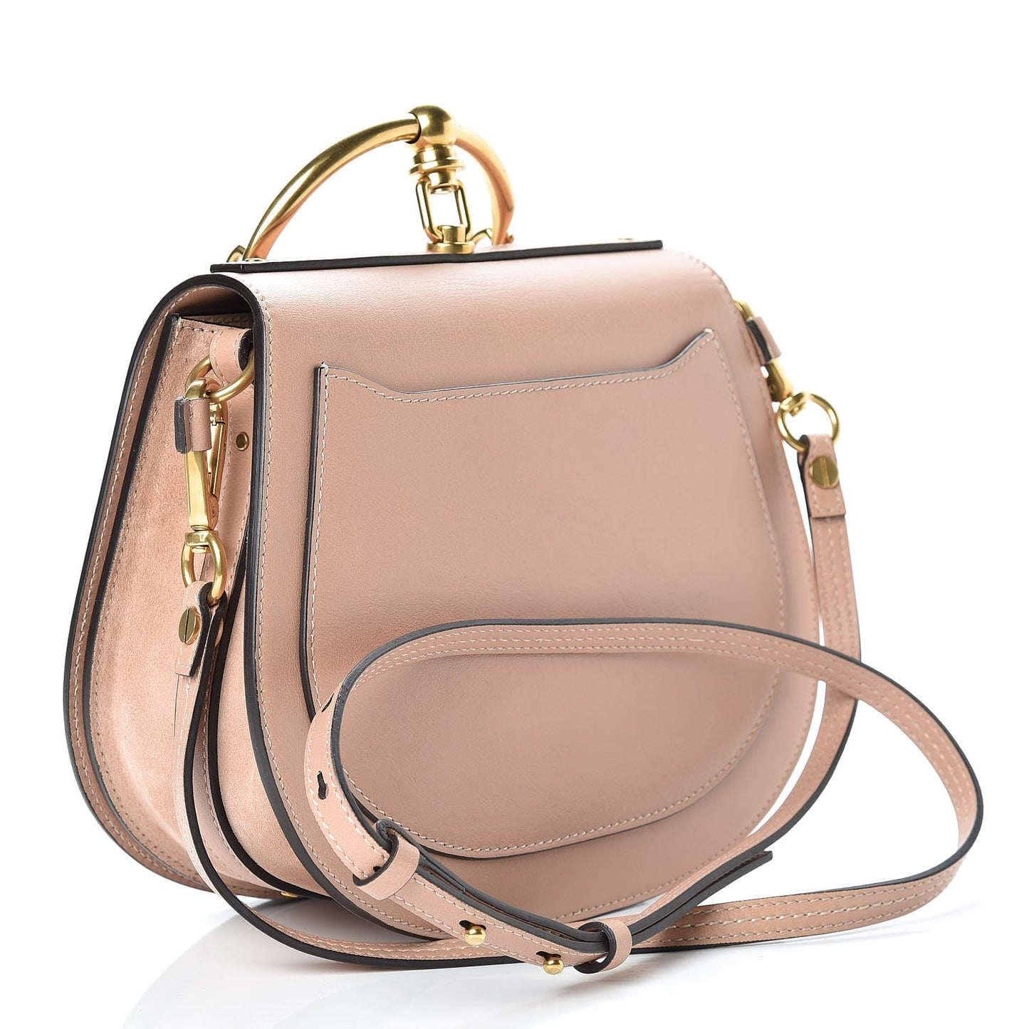 Calfskin Suede Medium Nile Bracelet Bag Biscotti Beige