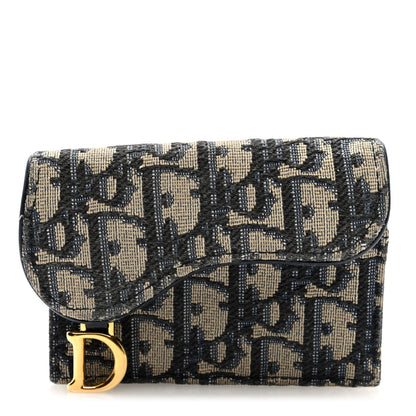 Christian Dior Oblique Saddle Card Holder Blue 1 of 6