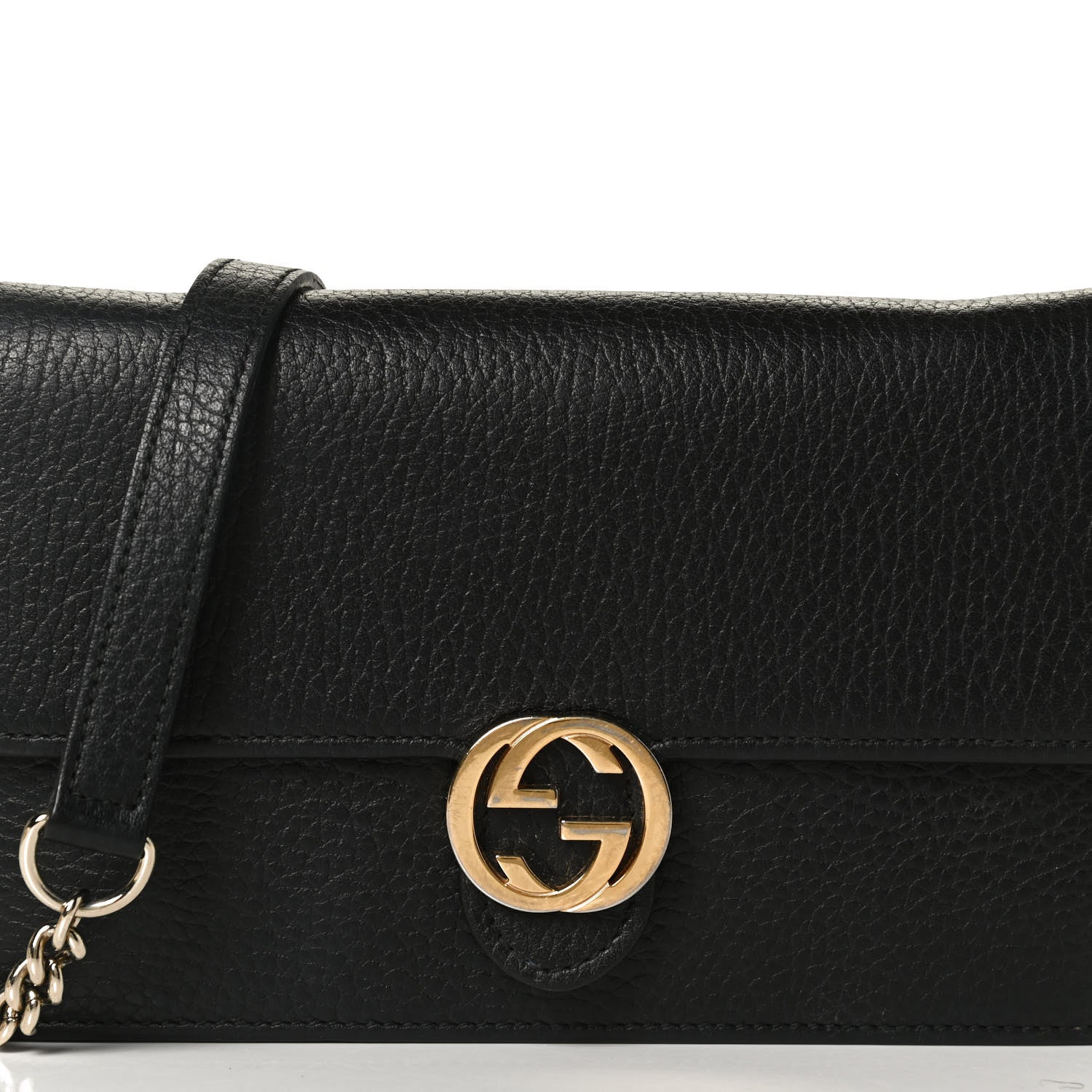 Gucci Dollar Calfskin Interlocking G Chain Wallet Black 7 of 12