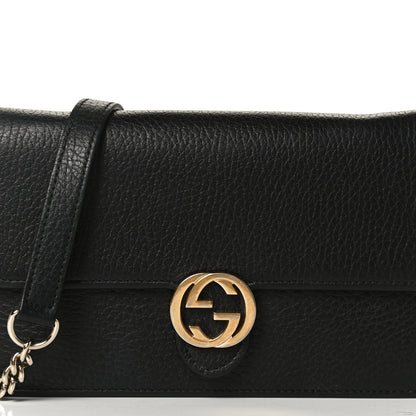 Gucci Dollar Calfskin Interlocking G Chain Wallet Black 7 of 12