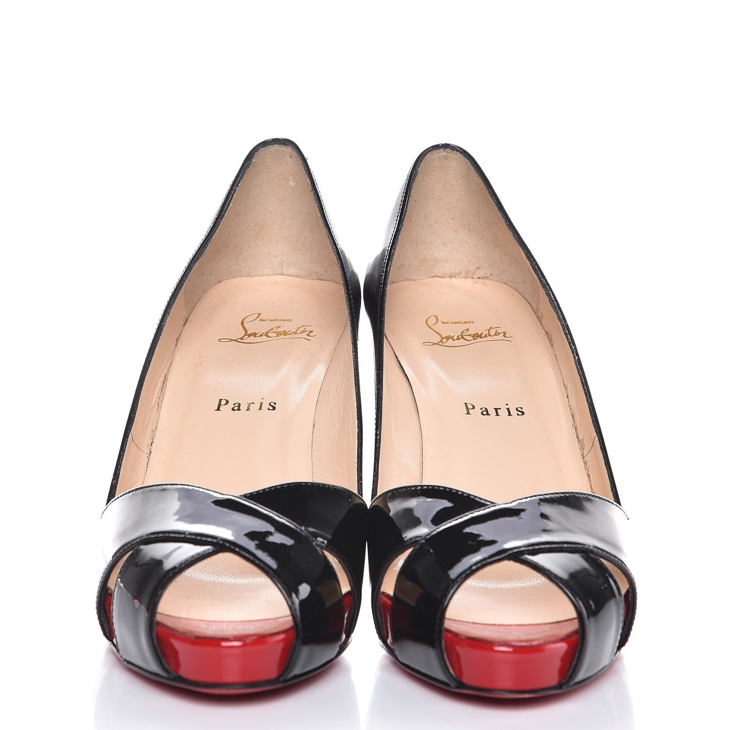 Christian Louboutin Patent Shelley 90 Pumps 38.5 Black Red 2 of 7