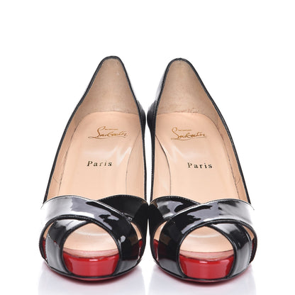 Christian Louboutin Patent Shelley 90 Pumps 38.5 Black Red 2 of 7