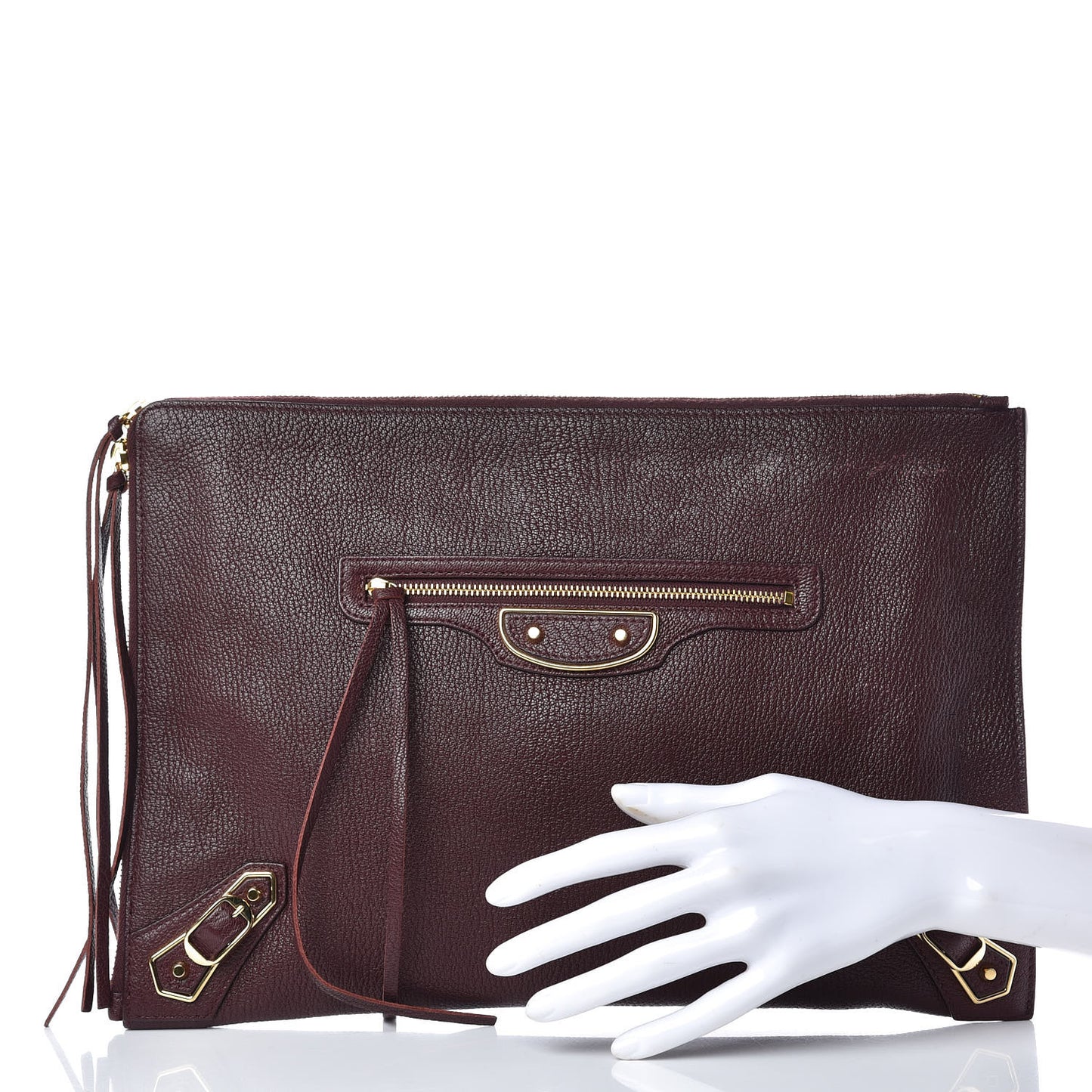 Chevre Gold Metallic Edge Hardware Pouch