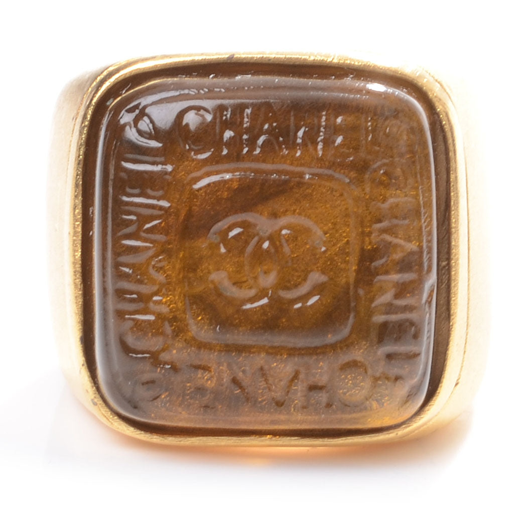 Chanel Resin CC Ring 6 Gold 1 of 5