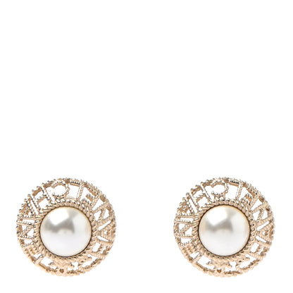 Chanel Pearl CC Round Rope Logo Earrings Gold 1 of 5