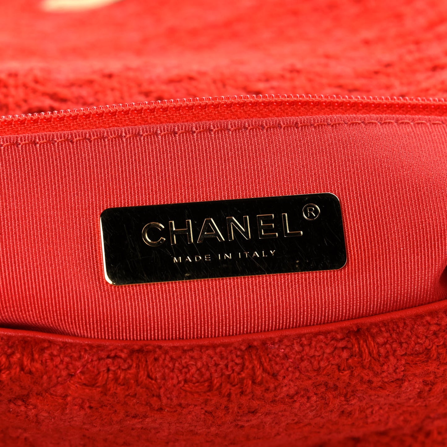 Tweed Quilted Medium Chanel 19 Flap Red