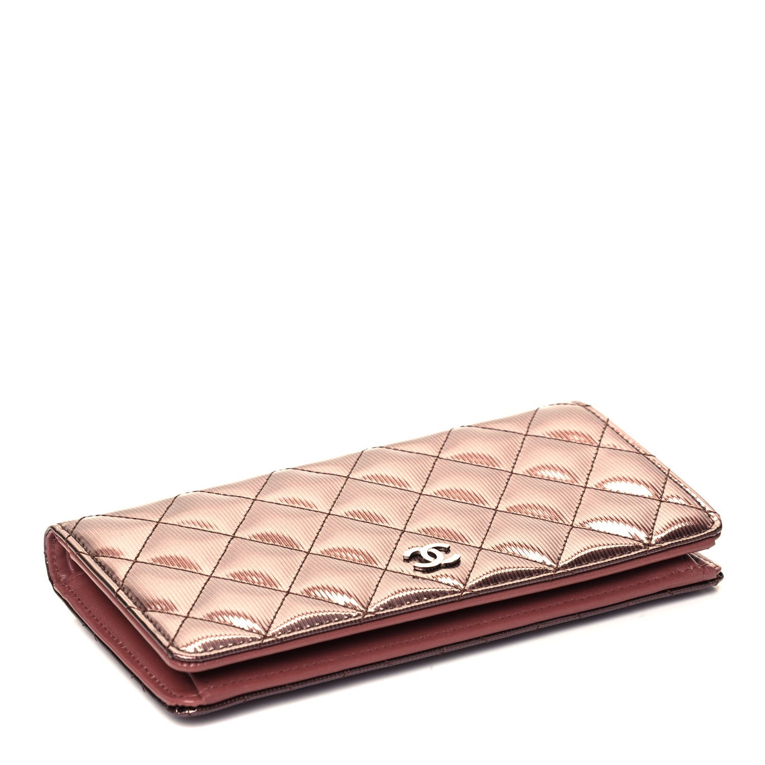 Chanel Striated Patent Yen Wallet Pink 4 of 10