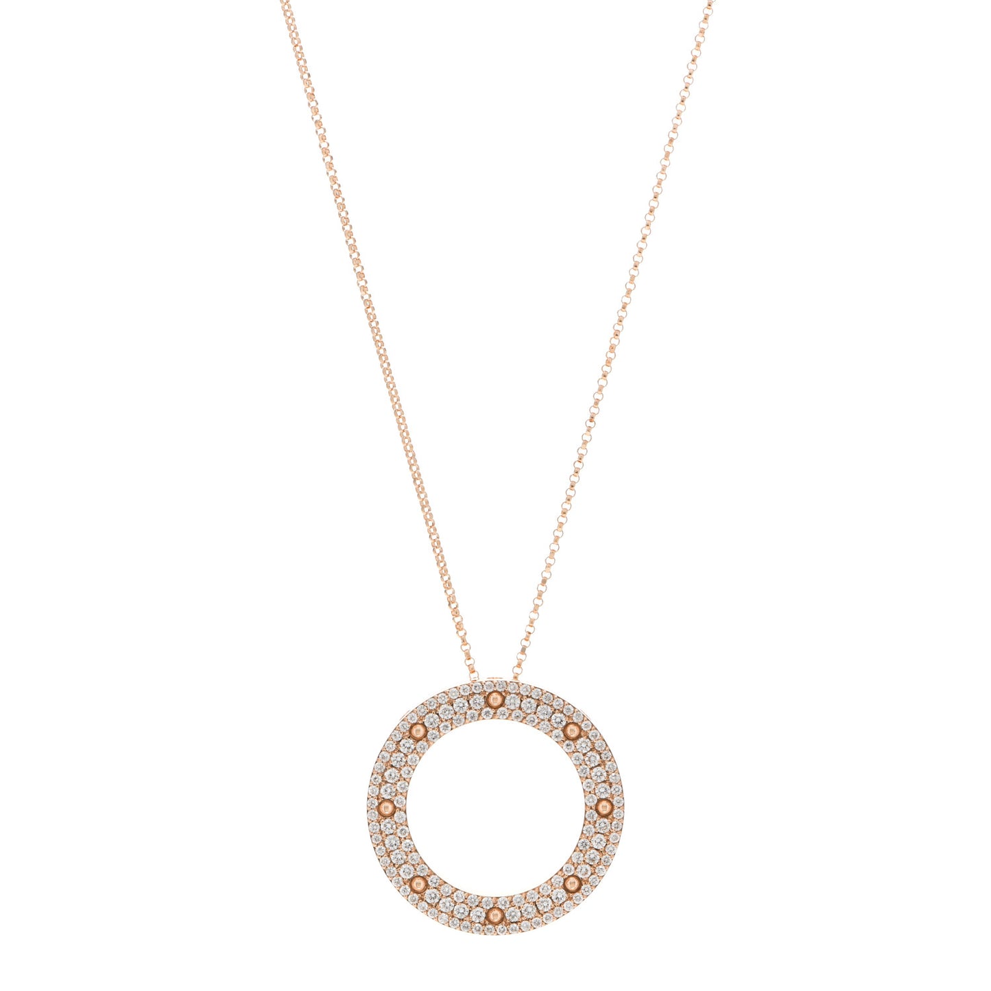 18K Rose Gold Diamond Circle Pendant Necklace