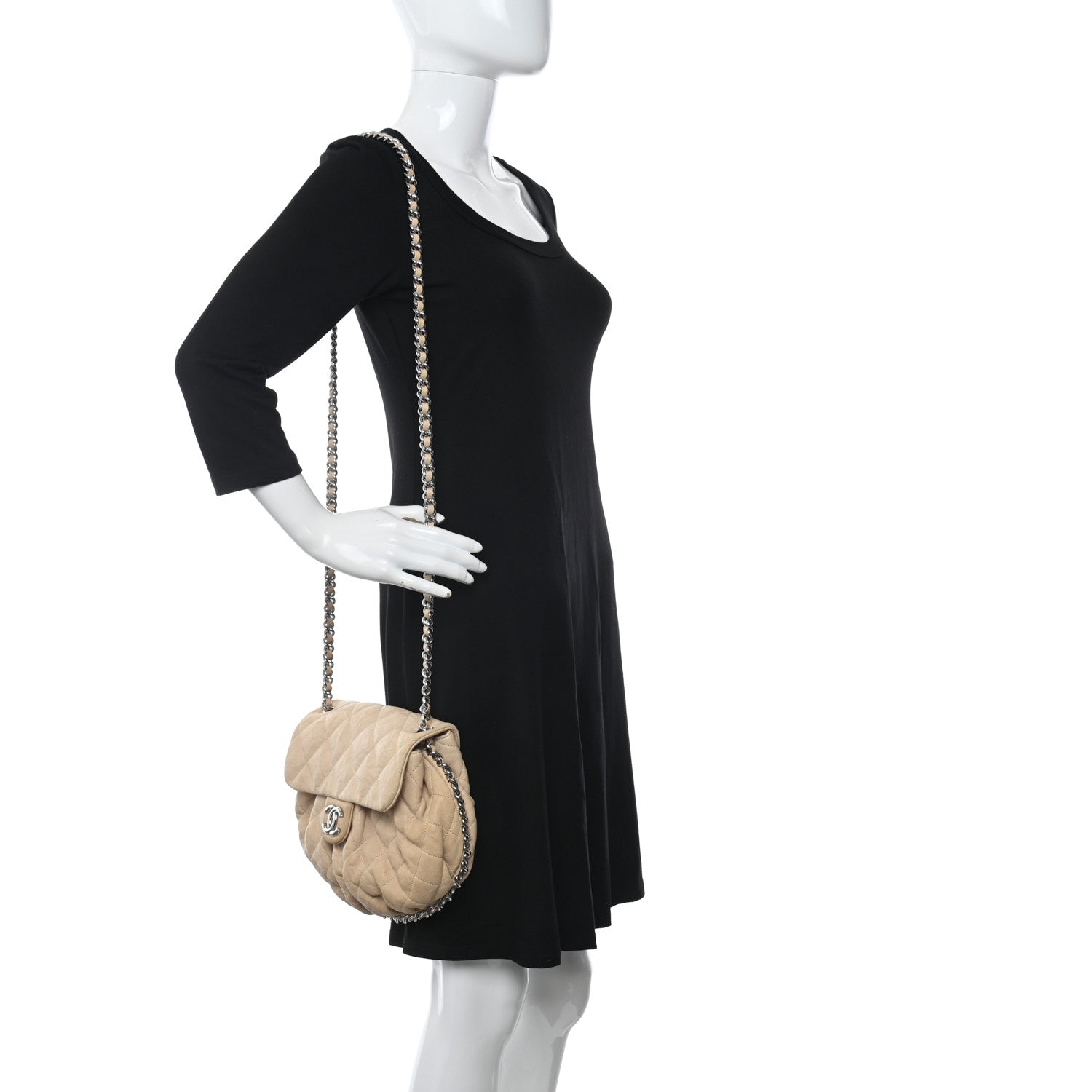 Chanel Washed Lambskin Quilted Mini Chain Around Flap Beige 2 of 12