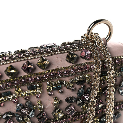 Valentino Garavani Vitello Crystal Embellished Medium Glam Lock Rockstud Flap Poudre 15 of 28
