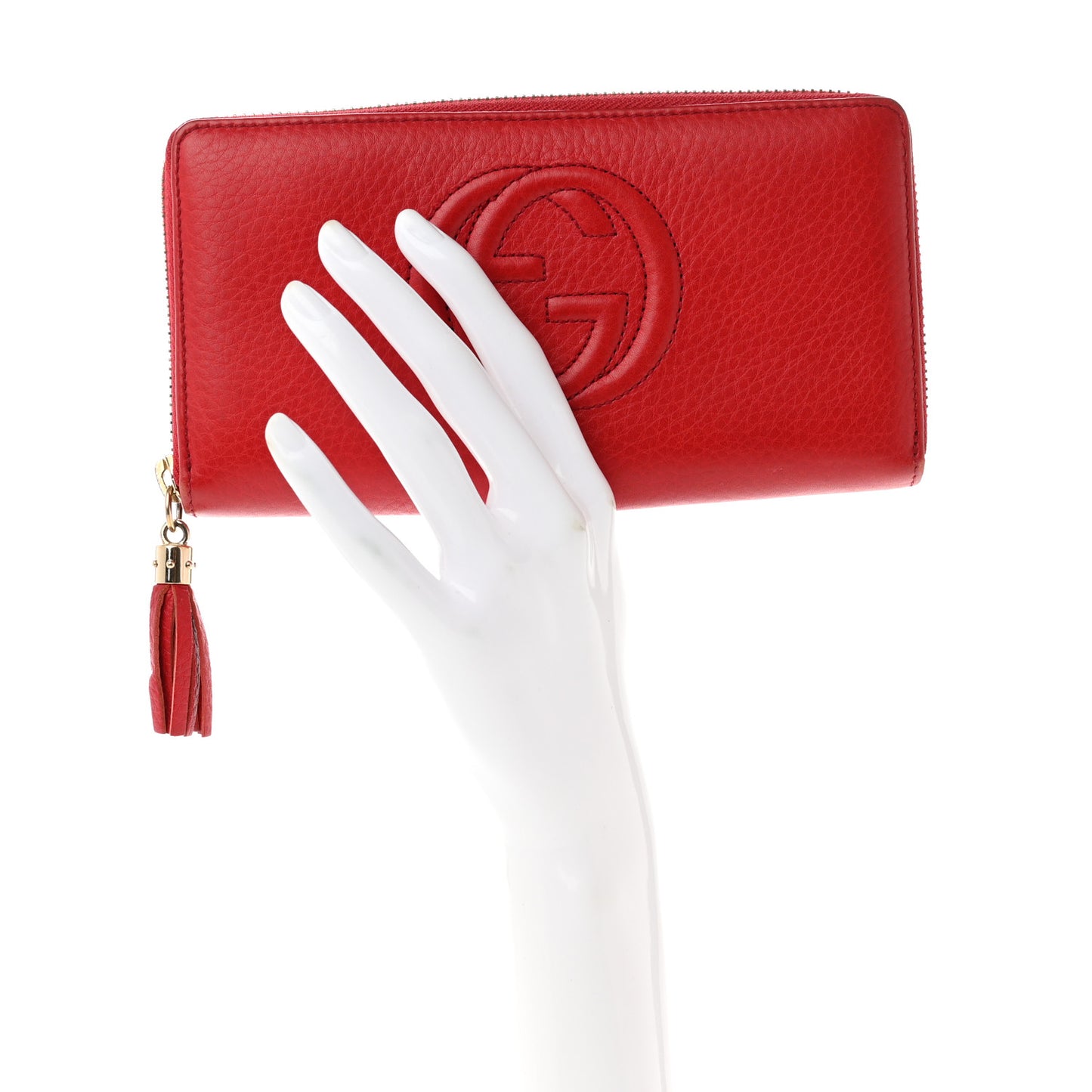 Pebbled Calfskin Soho Zip Around Wallet Red