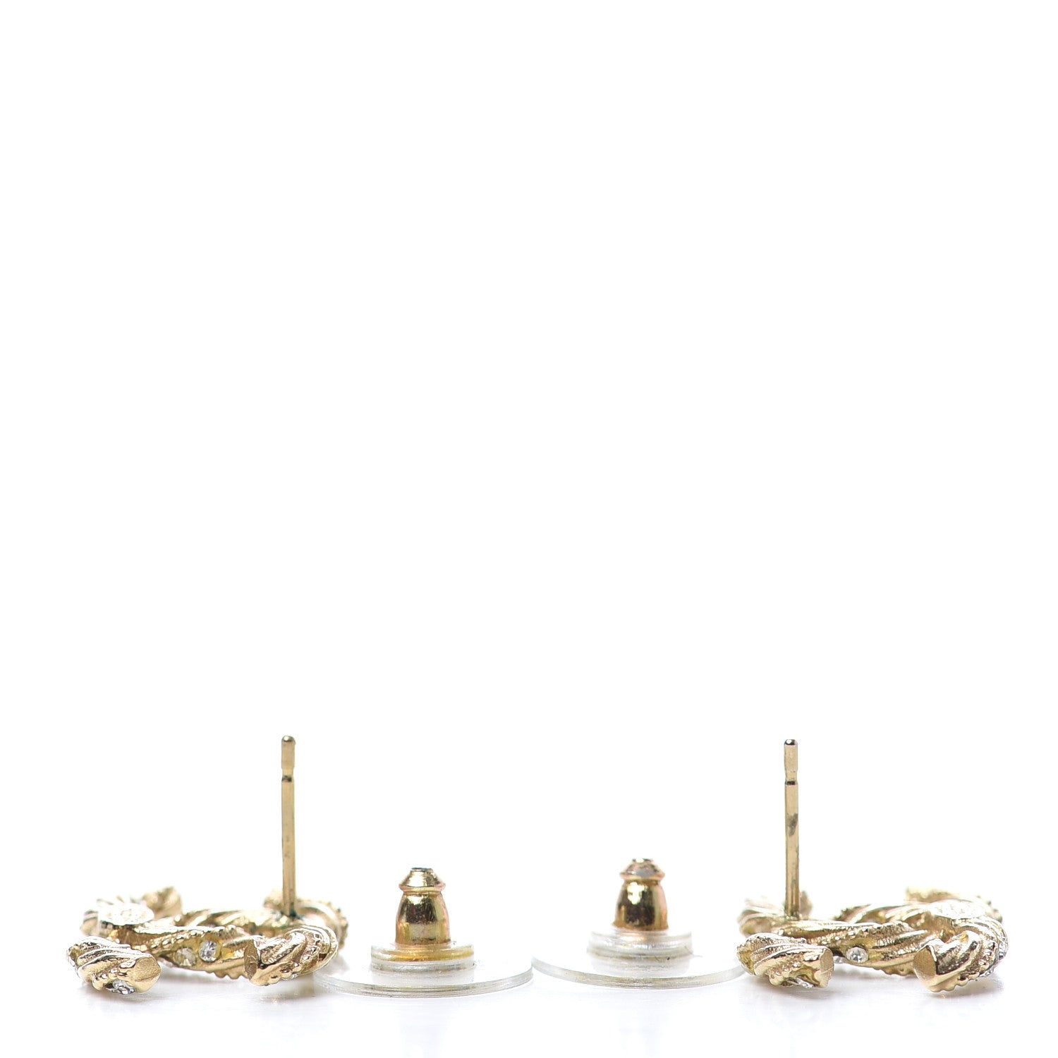 Chanel Crystal Twisted CC Earrings Gold 3 of 4