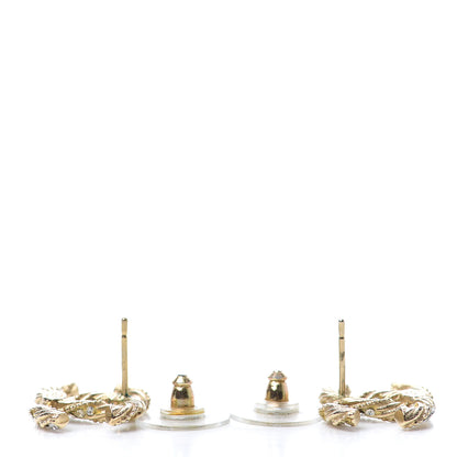 Chanel Crystal Twisted CC Earrings Gold 3 of 4