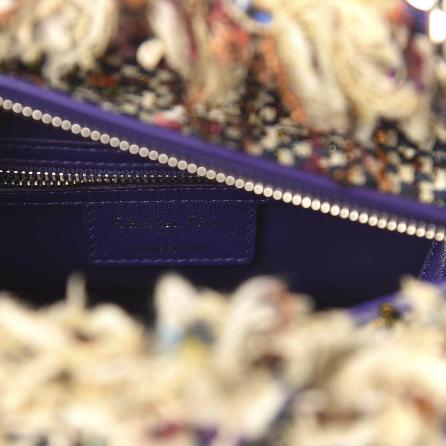 Christian Dior Tweed Fringe Medium Lady Dior Purple 8 of 9