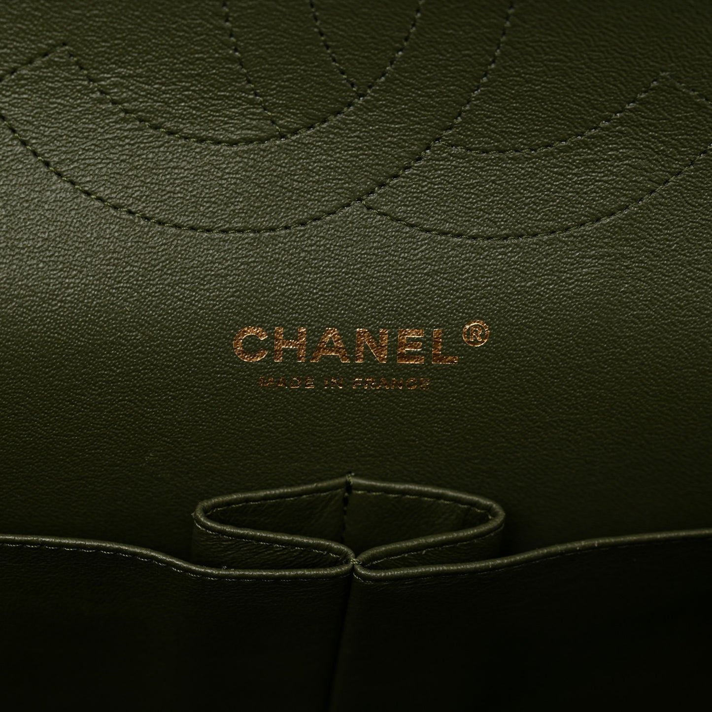 Lambskin Quilted Tri-Color Jumbo Double Flap Green Brown
