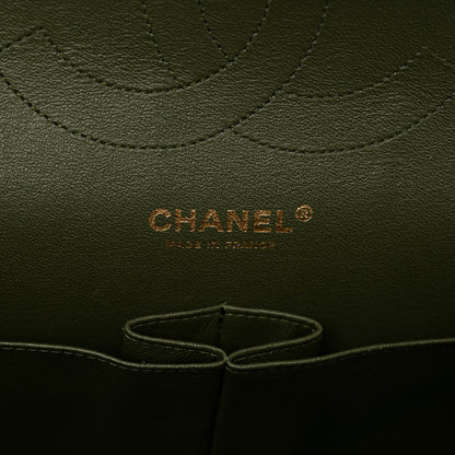 Chanel Lambskin Quilted Tri-Color Jumbo Double Flap Green Brown 7 of 12