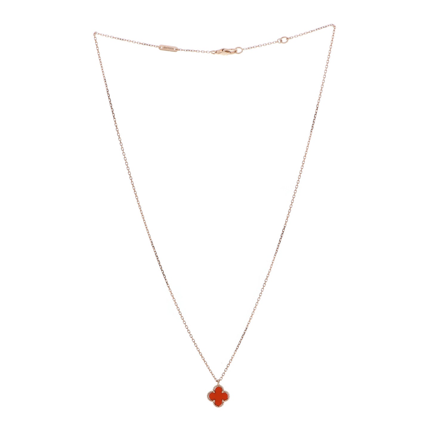 18K Rose Gold Carnelian Sweet Alhambra Pendant Necklace