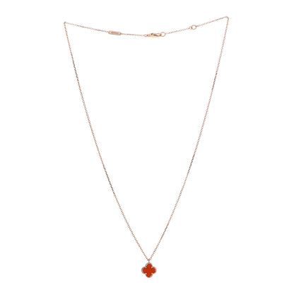 Van Cleef & Arpels 18K Rose Gold Carnelian Sweet Alhambra Pendant Necklace 3 of 6