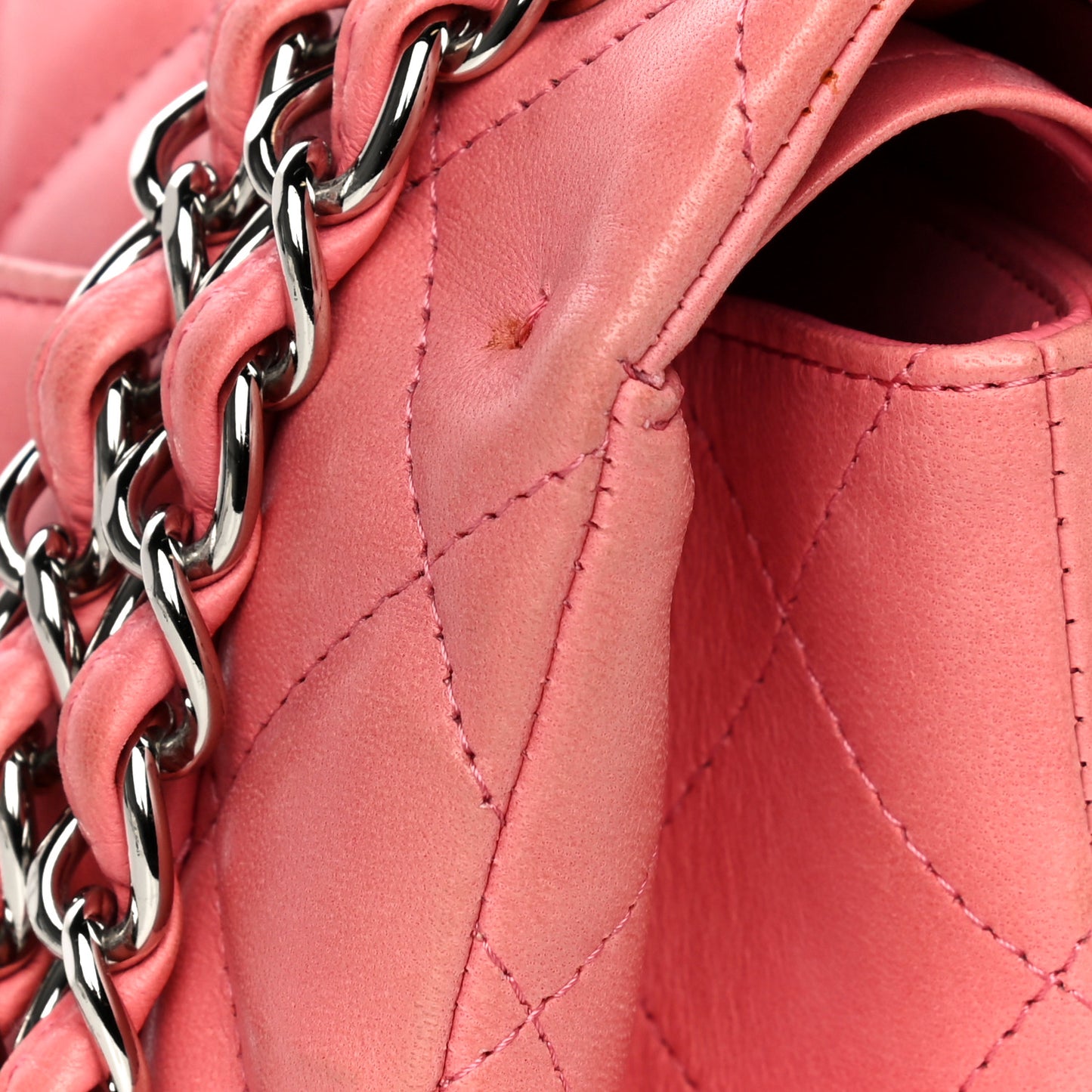 Lambskin Quilted Jumbo Double Flap Pink