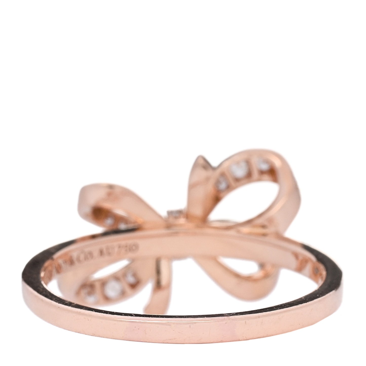 18K Rose Gold Diamond .20ct Double Bow Ring 53 6.25