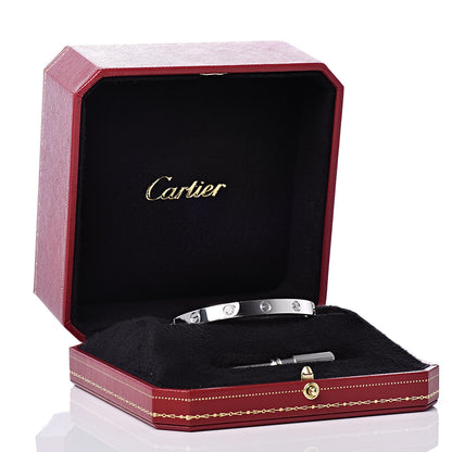 Cartier 18K White Gold 4 Diamond LOVE Bracelet 17 7 of 7