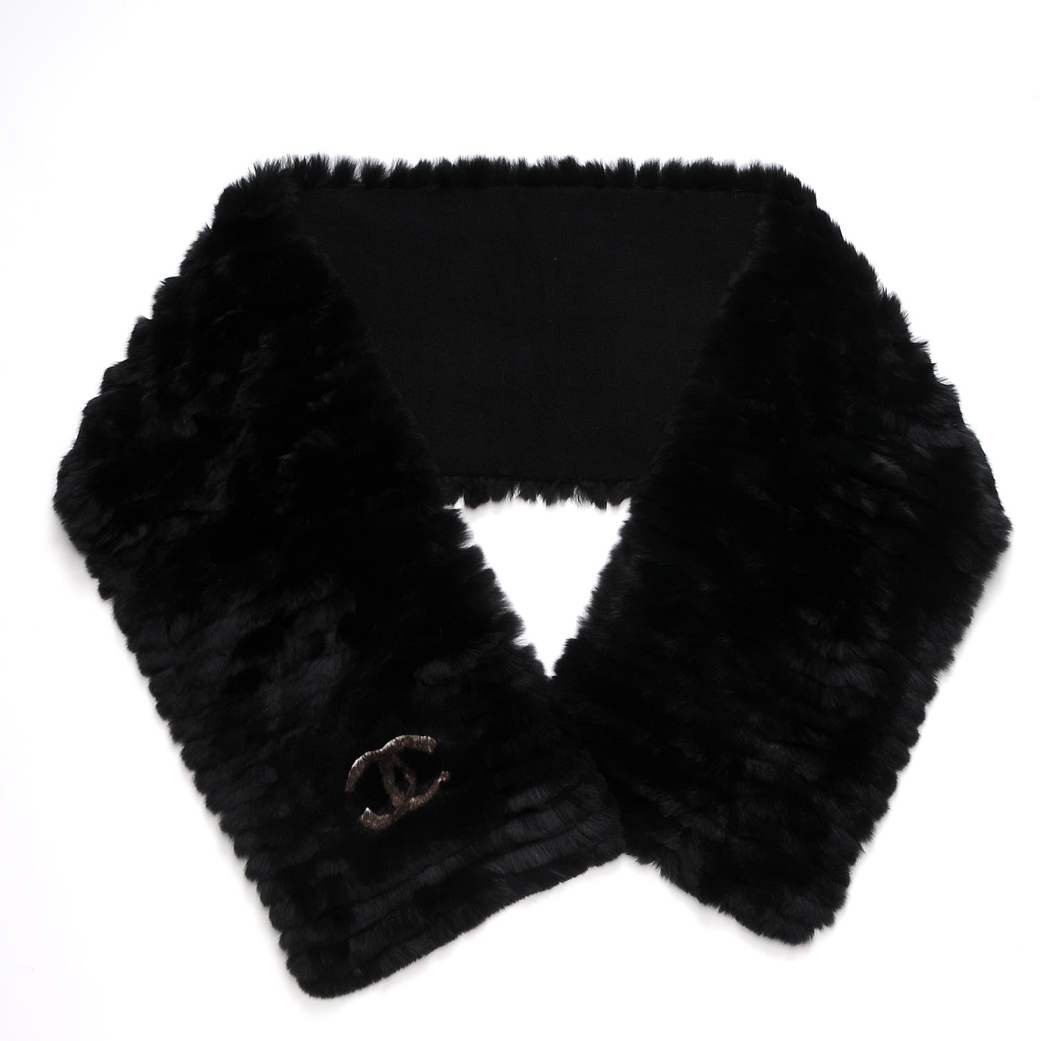 Chanel Orylag Rabbit Fur CC Scarf Black 1 of 5