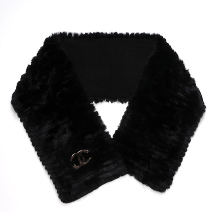 Chanel Orylag Rabbit Fur CC Scarf Black 1 of 5