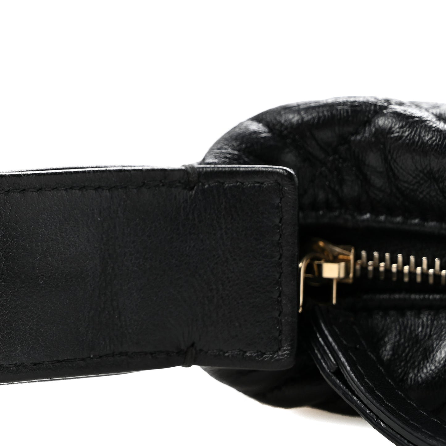 Lambskin Quilted Chain Around Pouch Hobo Black