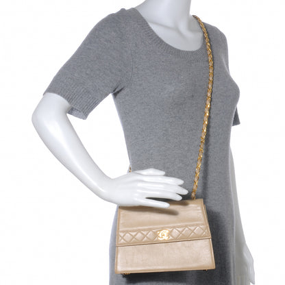 Chanel Lambskin Quilted Trapezoid Shoulder Flap Bag Beige 2 of 9