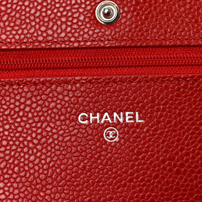 Chanel Caviar Quilted Wallet on Chain WOC Red 6 of 11