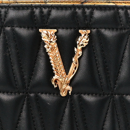Versace Nappa Barocco Quilted Small Virtus V Chain Shoulder Bag Black 8 of 12