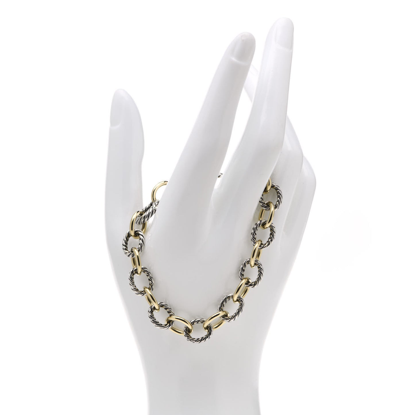 Sterling Silver 18K Yellow Gold 10mm Medium Oval Link Bracelet