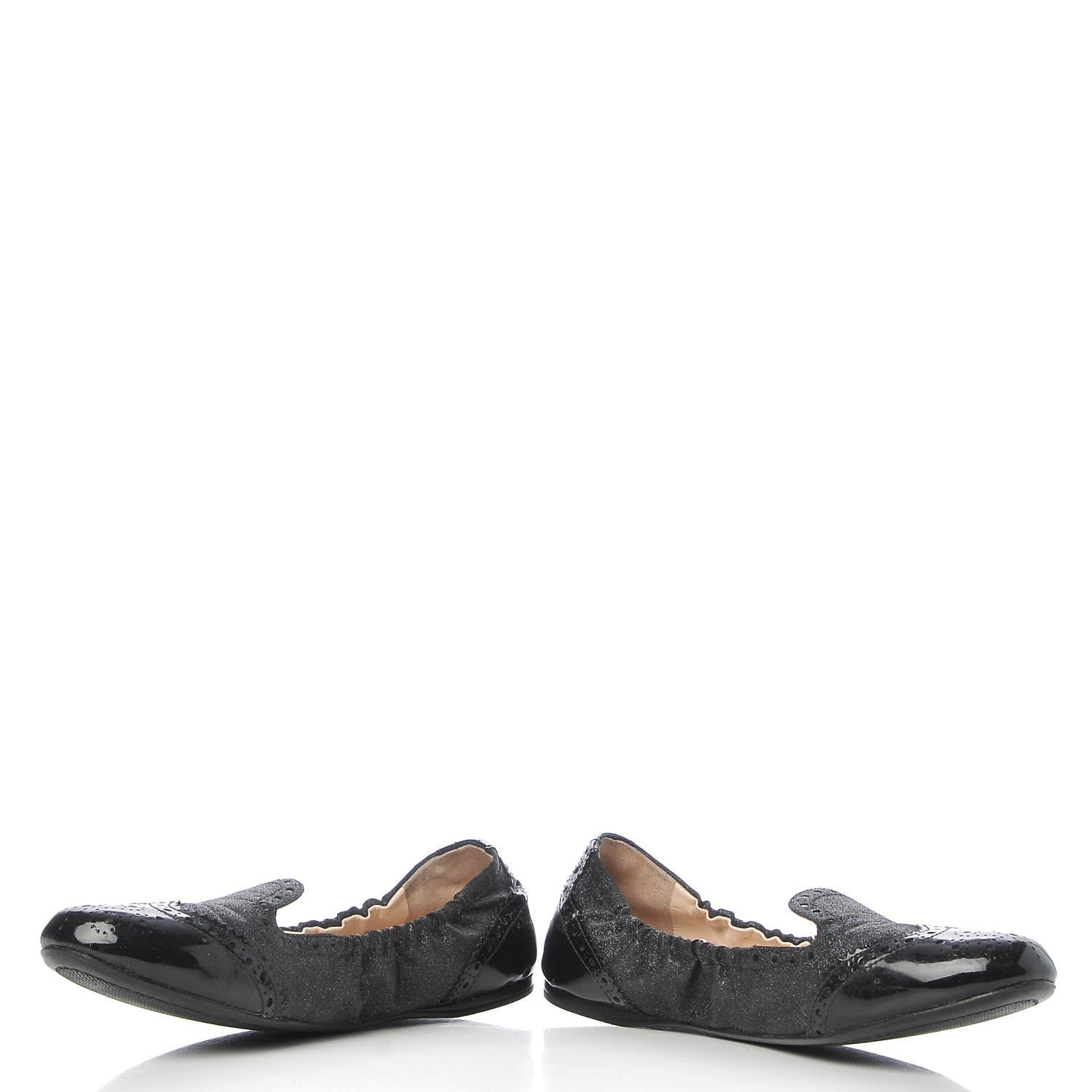 Prada Suede Vernice Glitter Smoking Oxford Ballet Flats 37.5 Black 5 of 10