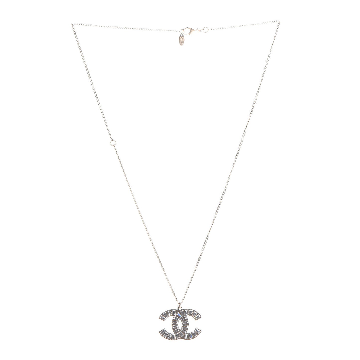 Baguette Crystal Large CC Necklace Gold
