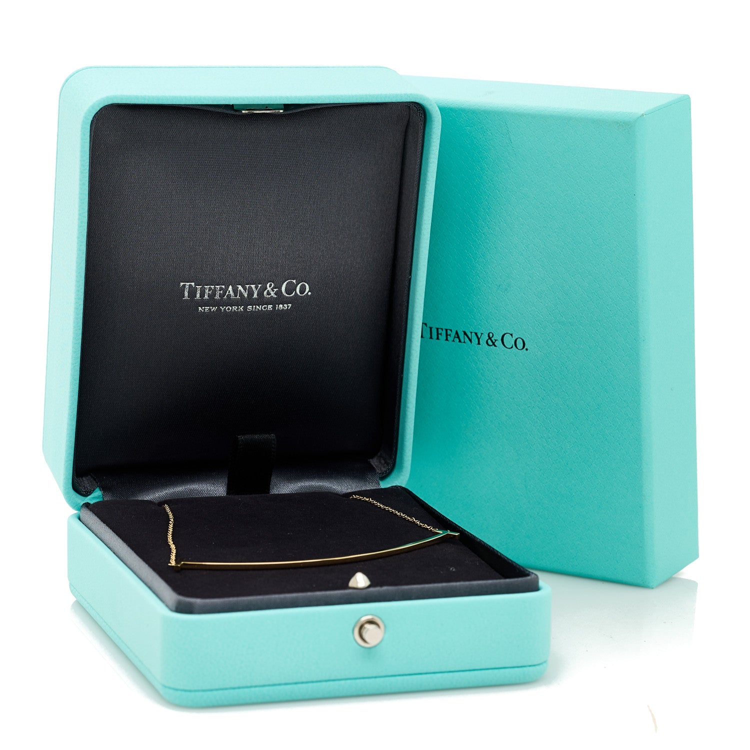 Tiffany 18K Yellow Gold Large T Smile Pendant Necklace 6 of 6