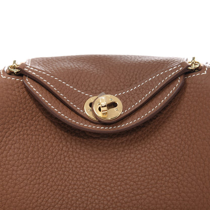 Hermes Taurillon Clemence Mini Lindy 20 Gold 10 of 11